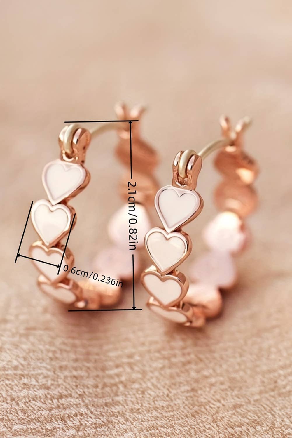 White Heart Hoop Earrings