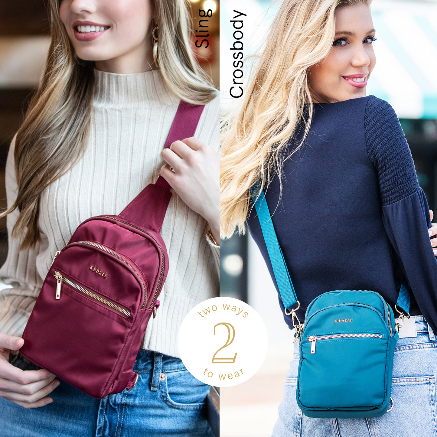 "Roundtrip" Convertible Sling Bag/Crossbody by Kedzie