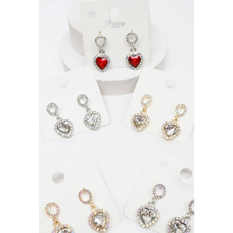 Rhinestone Hearts Drop Earrings