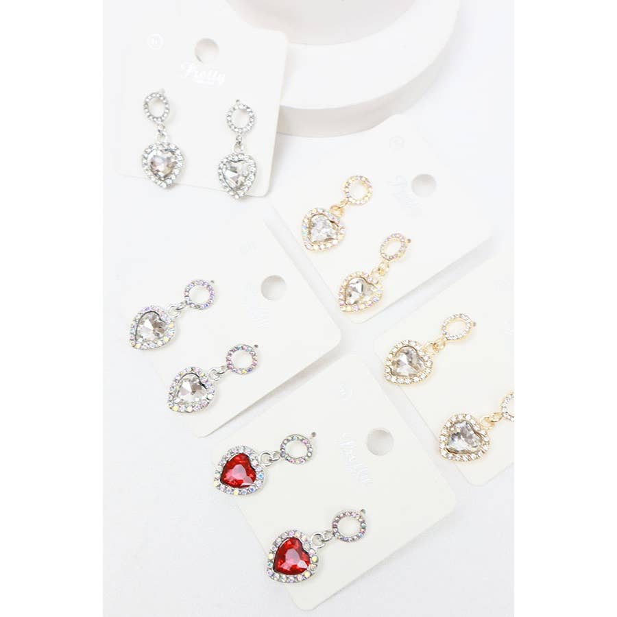 Rhinestone Hearts Drop Earrings