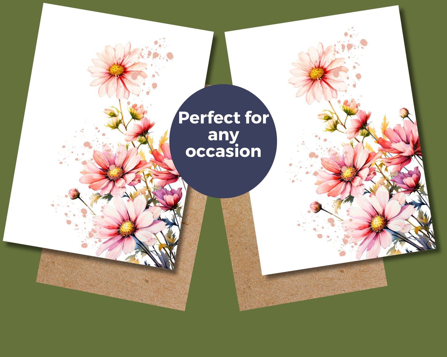 Watercolor Greeting Card - Pink Daisy
