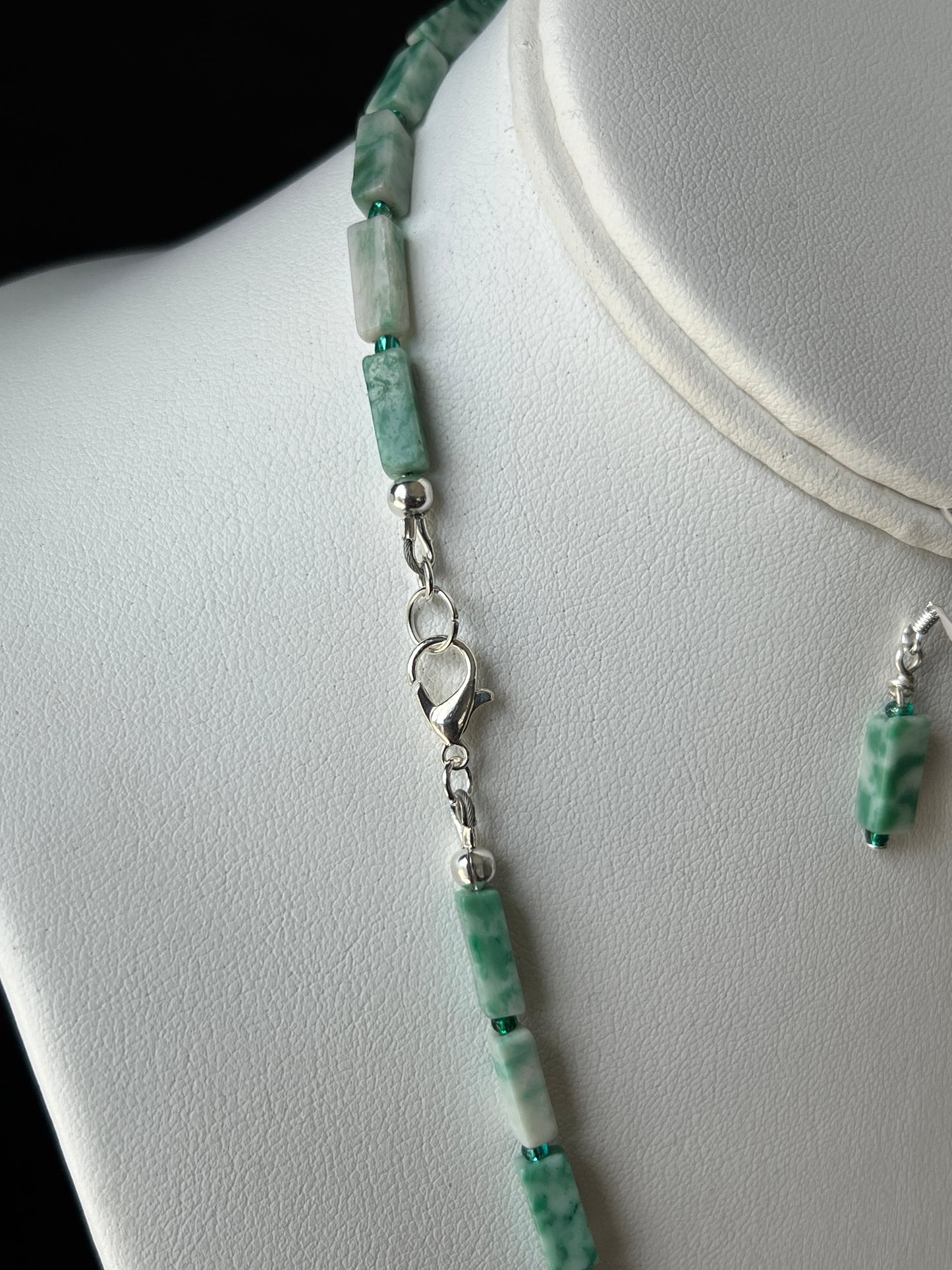 Jade and Green Aventurine Necklace and Earrings Set