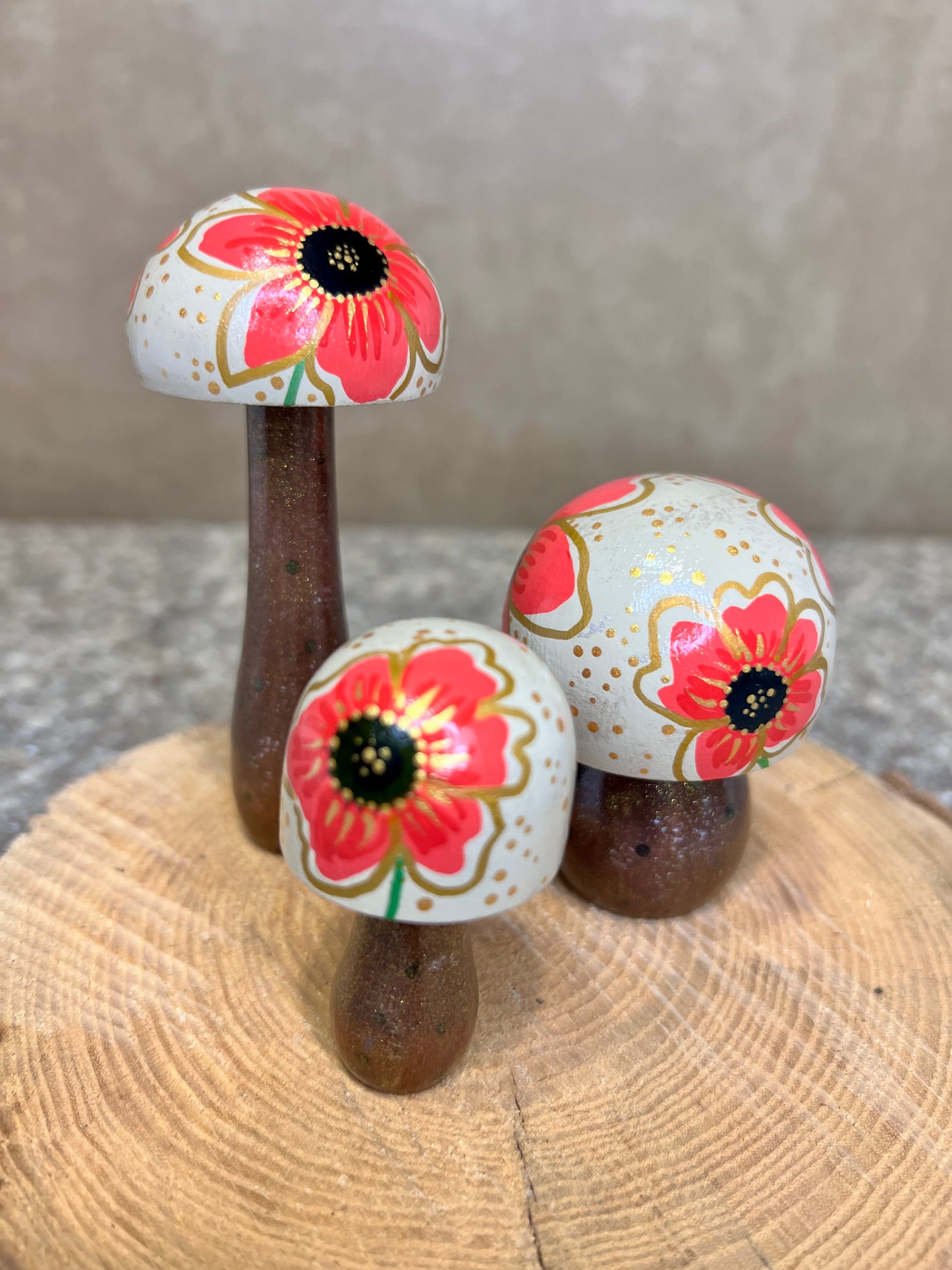 Handpainted Mushrooms - Garden and Shelf Decor