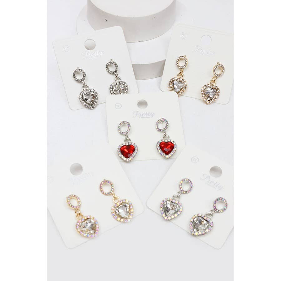 Rhinestone Hearts Drop Earrings