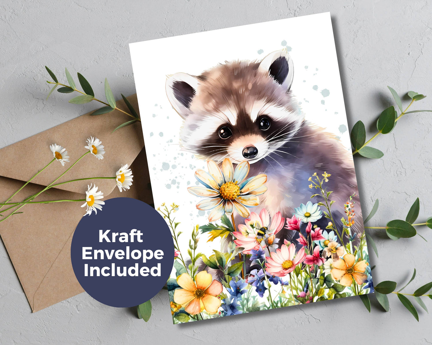 Watercolor Greeting Cards - Fox and Raccoon
