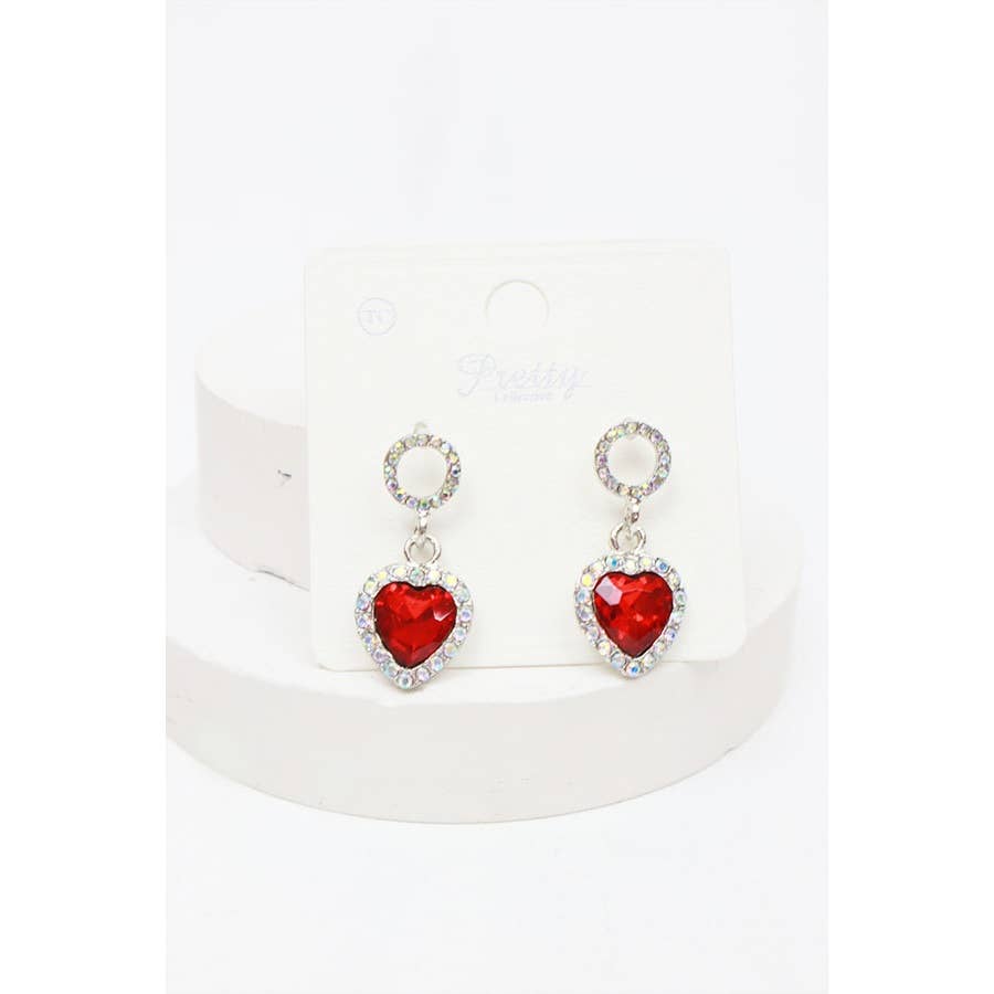 Rhinestone Hearts Drop Earrings