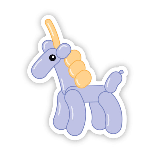 Sticker of a balloon animal in the shape of a unicorn.