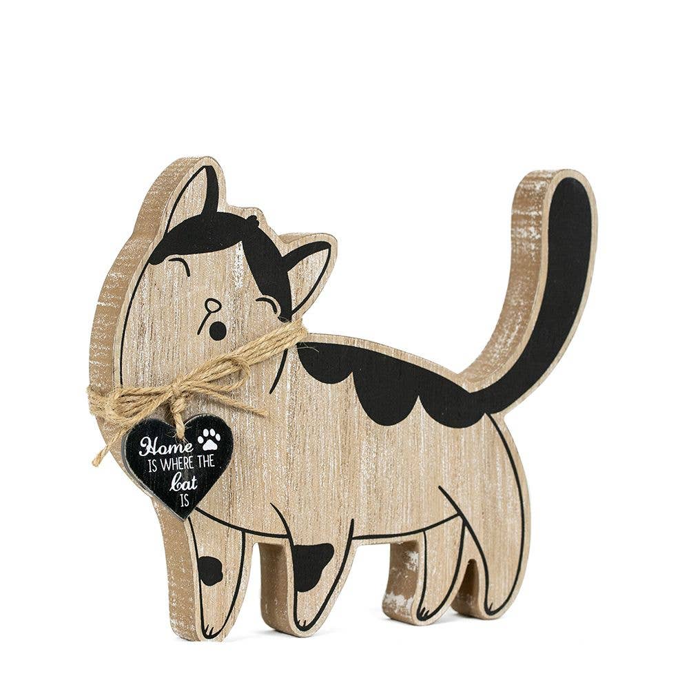 Chunky Wood Cat Decor