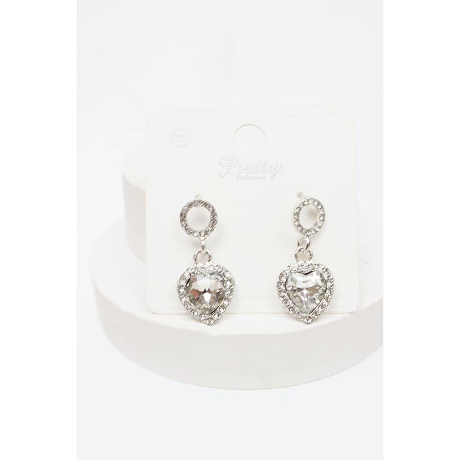 Rhinestone Hearts Drop Earrings