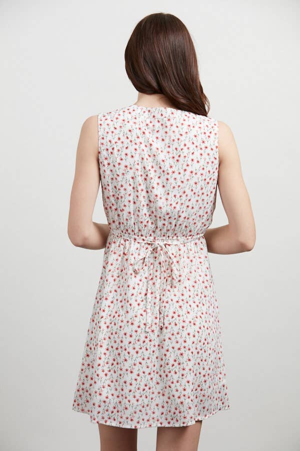 Red Floral Print Button Up Dress