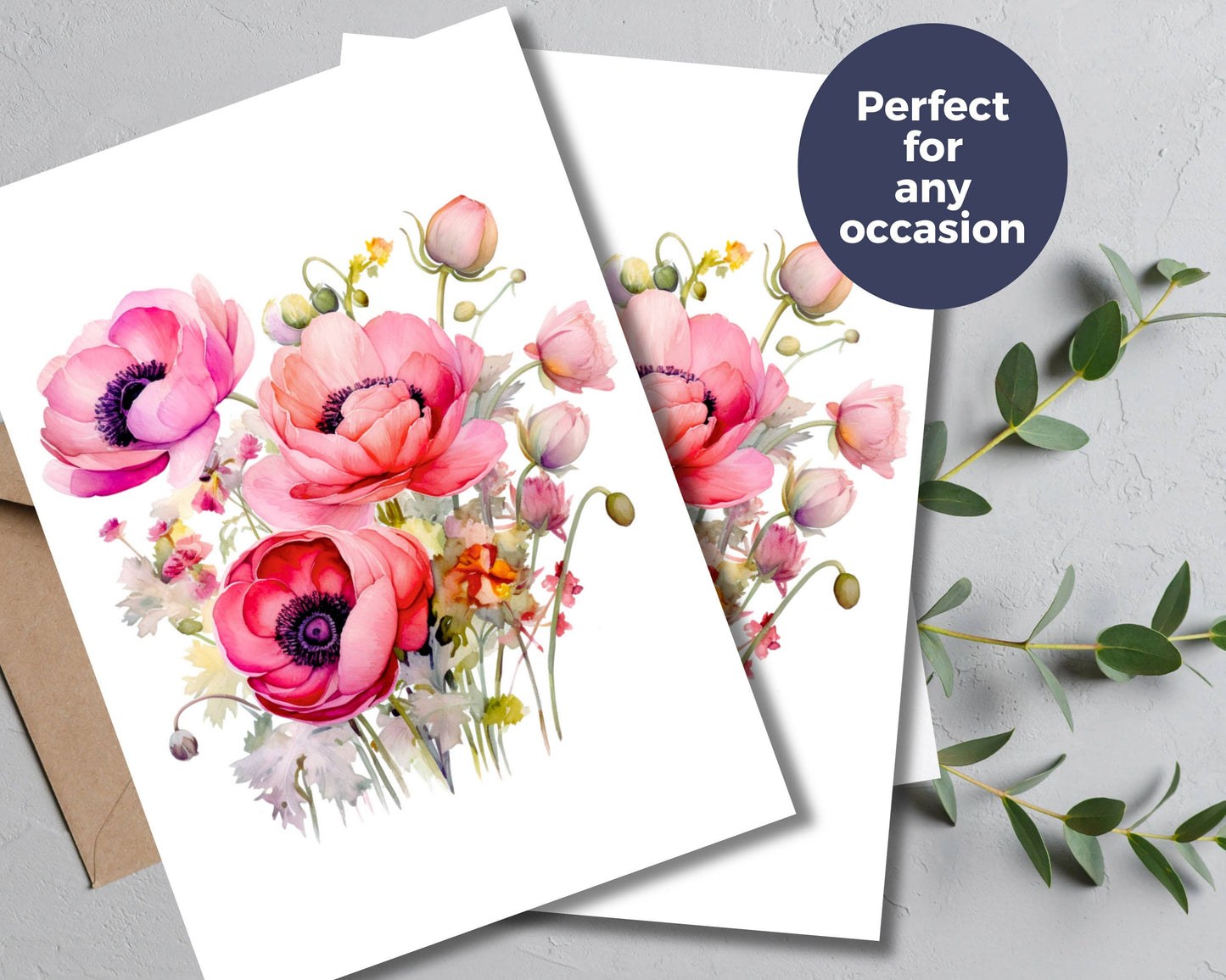 Watercolor Greeting Card - Pink Ranunculus