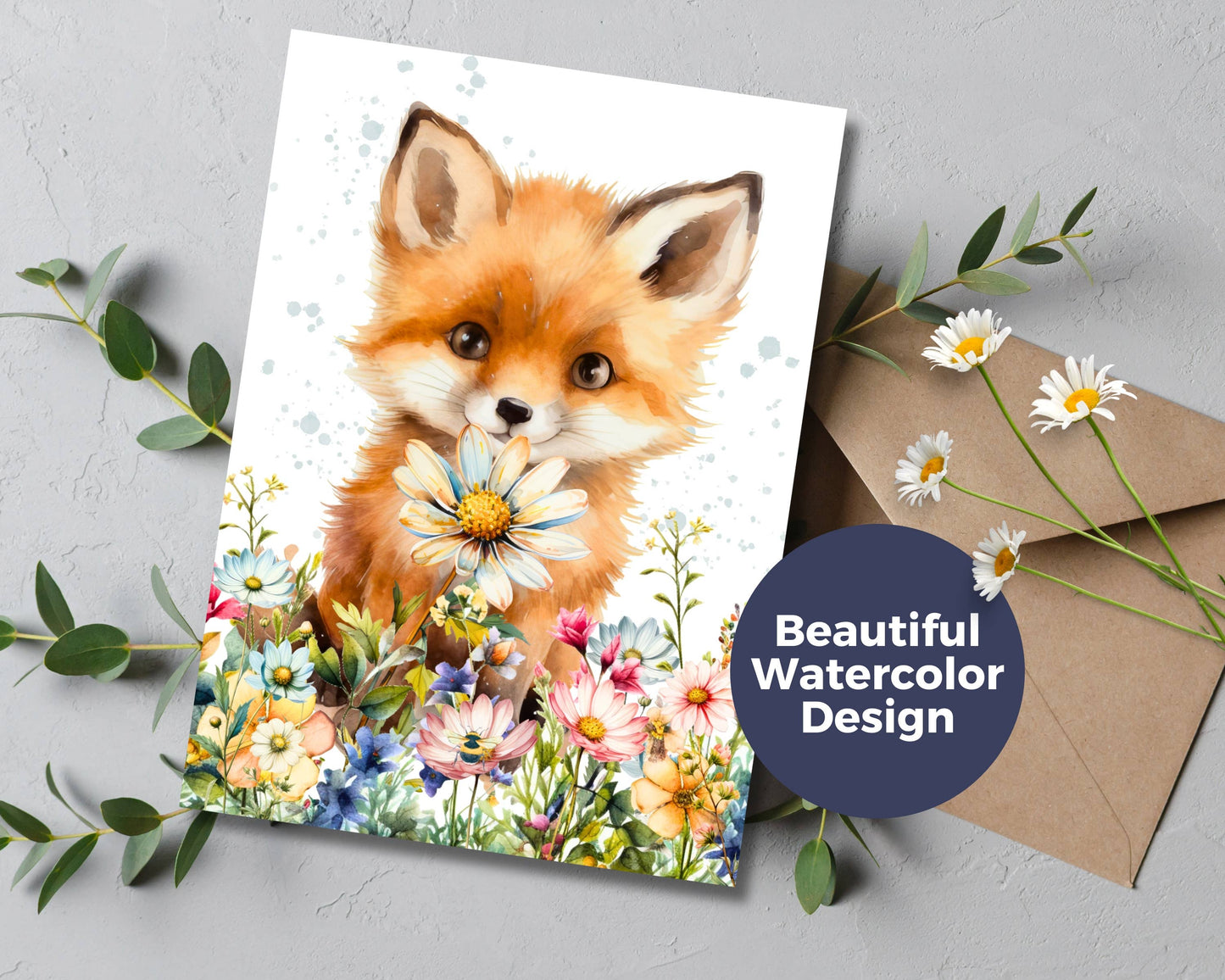 Watercolor Greeting Cards - Fox and Raccoon