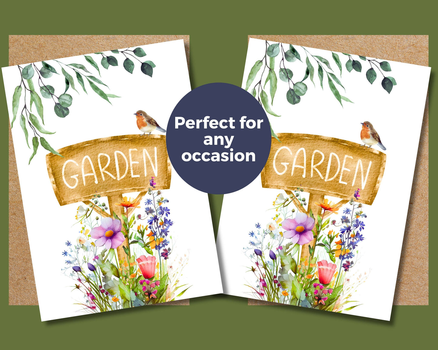 Watercolor Greeting Card - Garden Sign