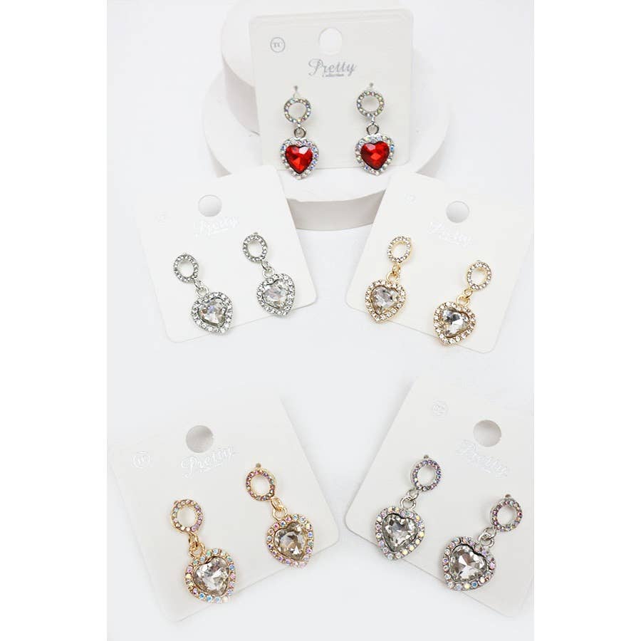 Rhinestone Hearts Drop Earrings