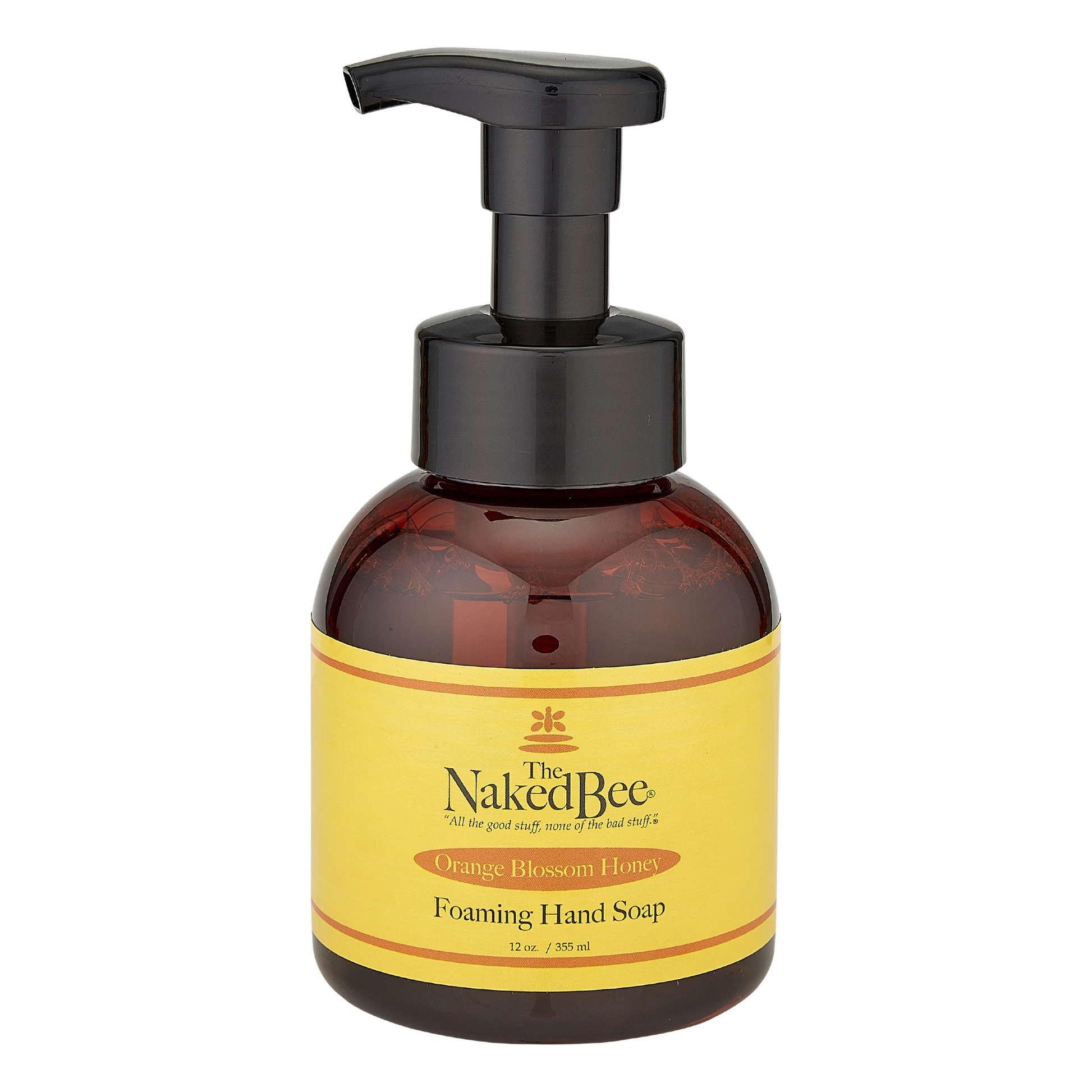 Foaming hand soap in a 12oz pump by The Naked Bee in Orange Blossom Honey scent.