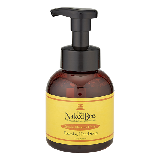 Foaming hand soap in a 12oz pump by The Naked Bee in Orange Blossom Honey scent.