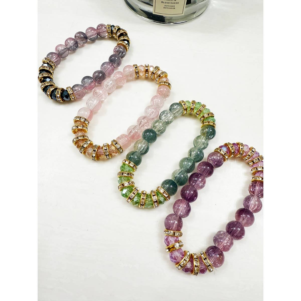 Rhinestone beaded stretch bracelet.