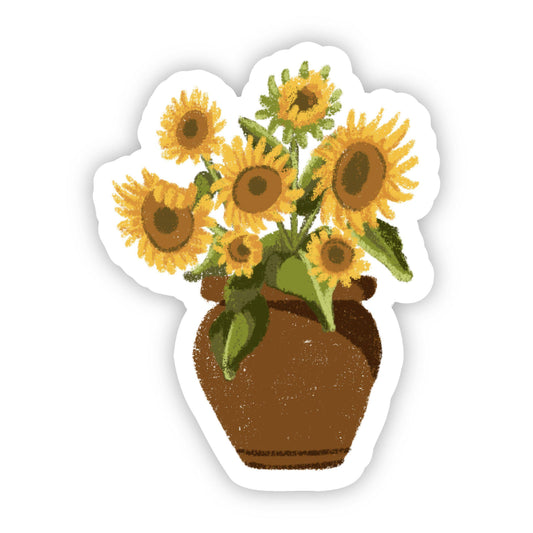 Sticker of sunflowers in a vase