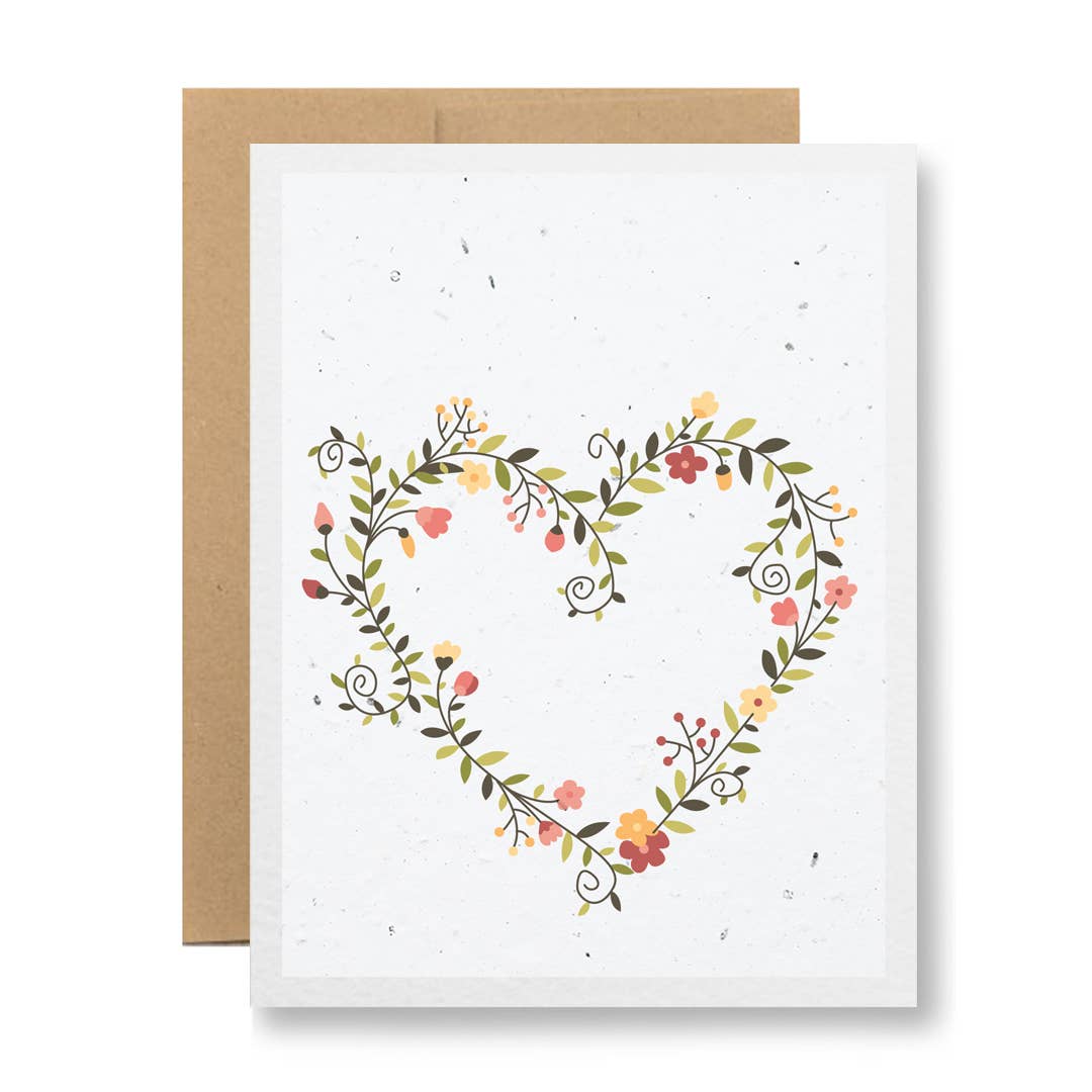 Plantable Greeting Card - Heart of flowers wreath