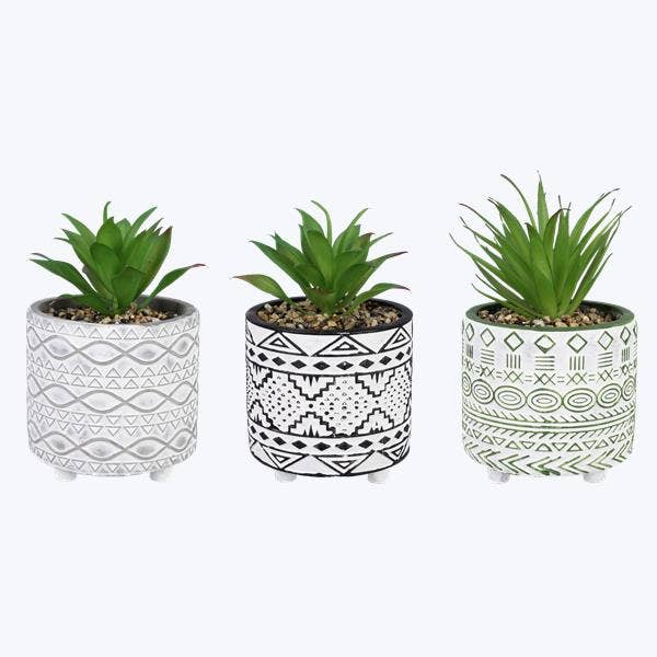 Decorative Cement Pot with Greenery