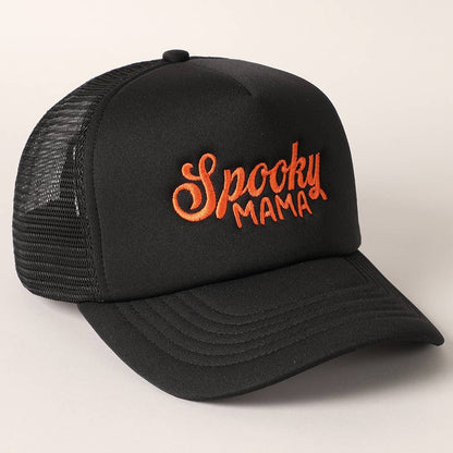 Spooky Mama Embroidered Mesh Back Trucker Hat