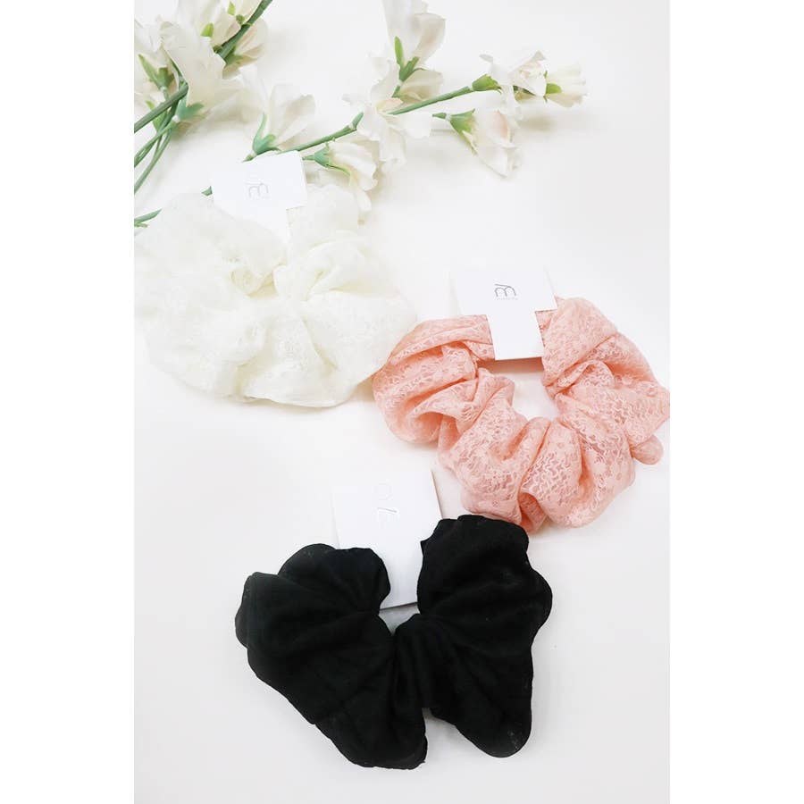 Floral Sheer Lace Scrunchies