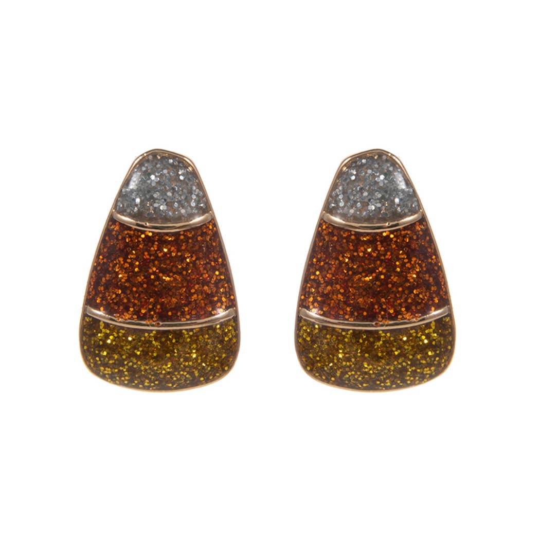 Halloween Candy Corn Enamel Post Earring