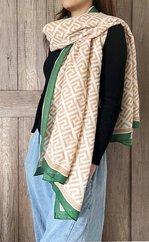 Geometric Maze Pattern Scarf