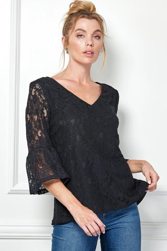 Bell Sleeve Lace Top
