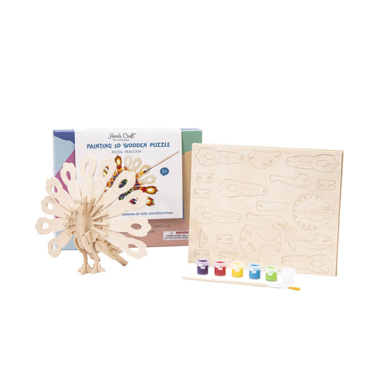 3D Wooden Puzzle and Paint Kit: Peacock