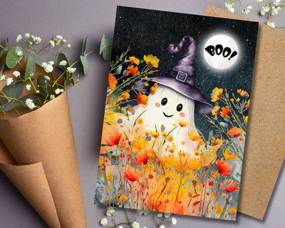 Halloween Greeting Card - Cute Ghost