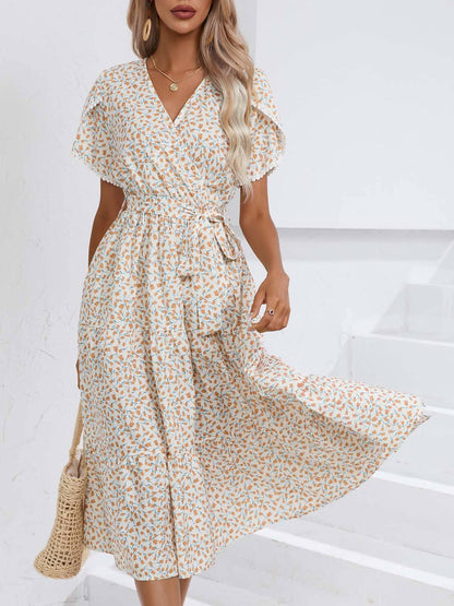 Floral Split V-neck Dress