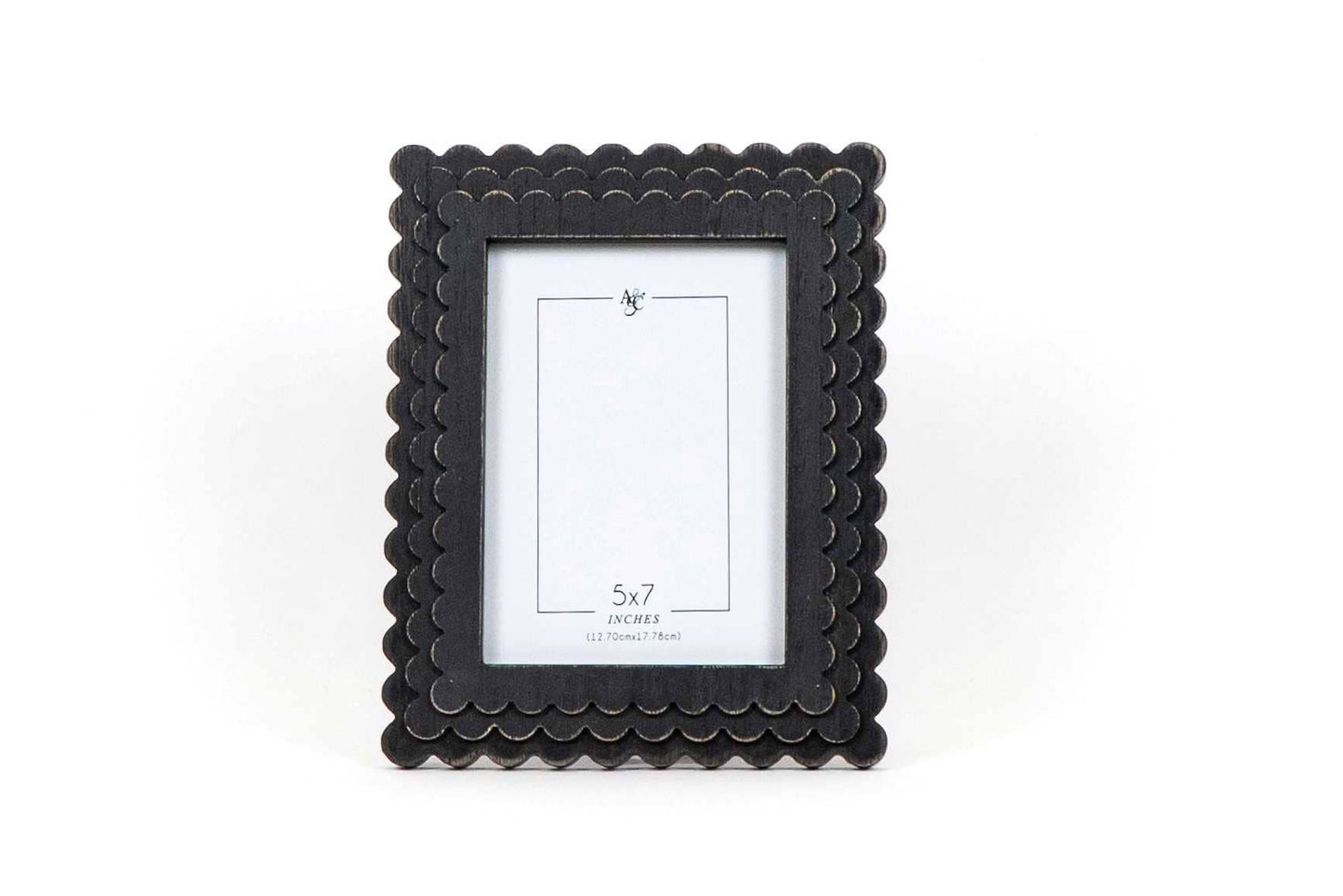 Scalloped Wood Photo Frame - Black