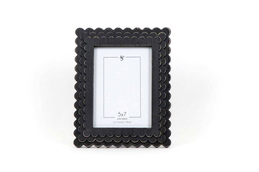 Scalloped Wood Photo Frame - Black