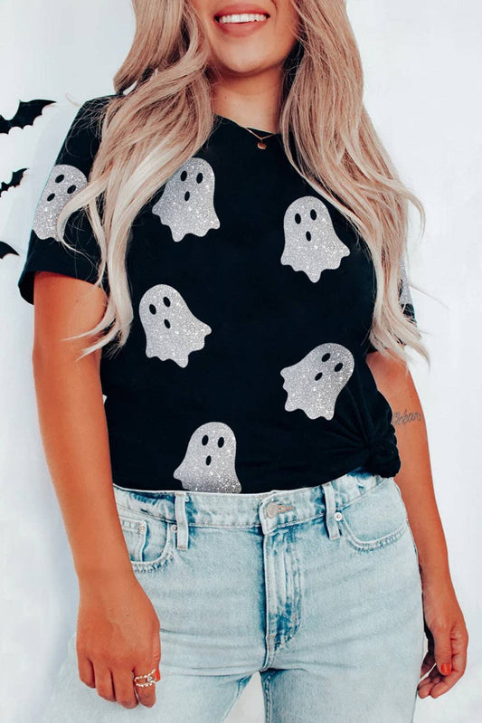 Glitter Ghost Halloween Tee