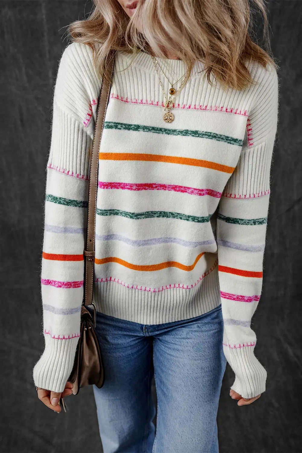 Colorful Stripe Knit Sweater