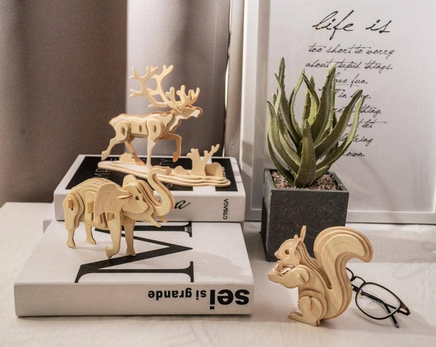 3D Wooden Puzzles: Animals