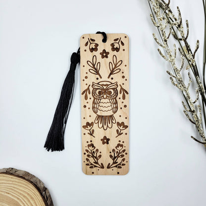 Folk Art Owl Wood Bookmark