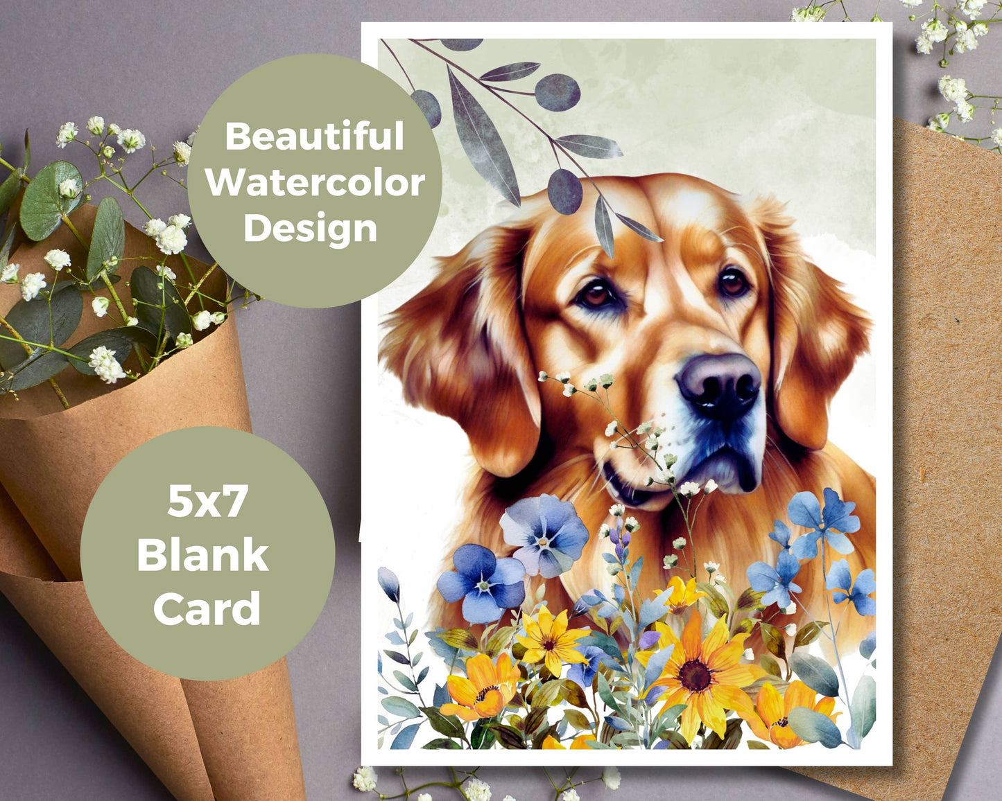 Watercolor Greeting Card - Golden Retriever