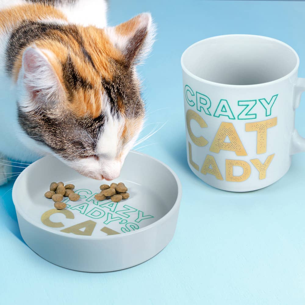 "Crazy Cat Lady" Mug and Cat Bowl Set