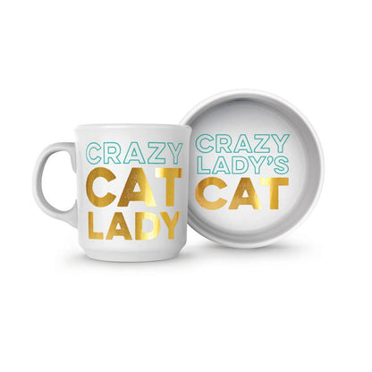 "Crazy Cat Lady" Mug and Cat Bowl Set