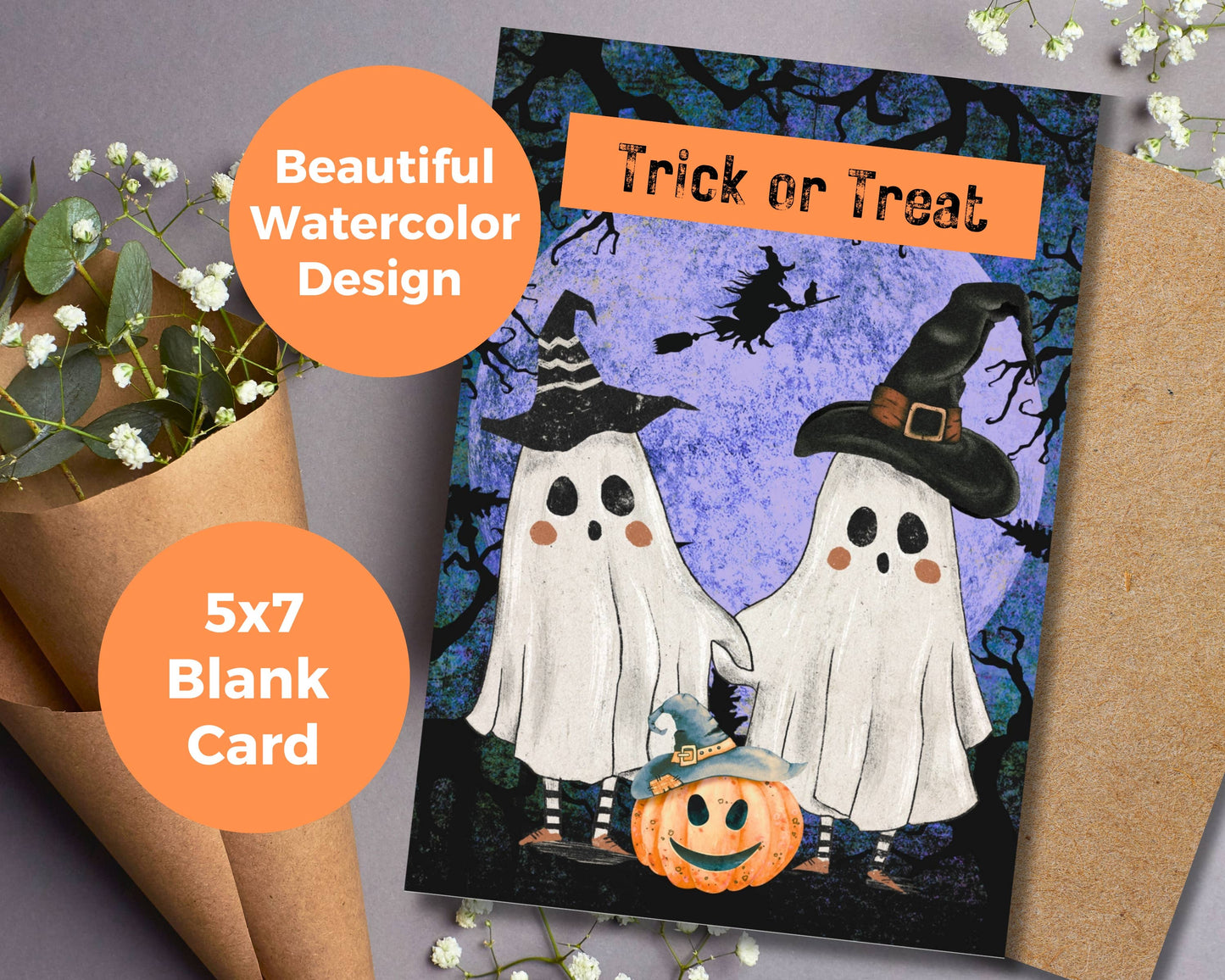 Halloween Greeting Card - Ghosts Trick Or Treat