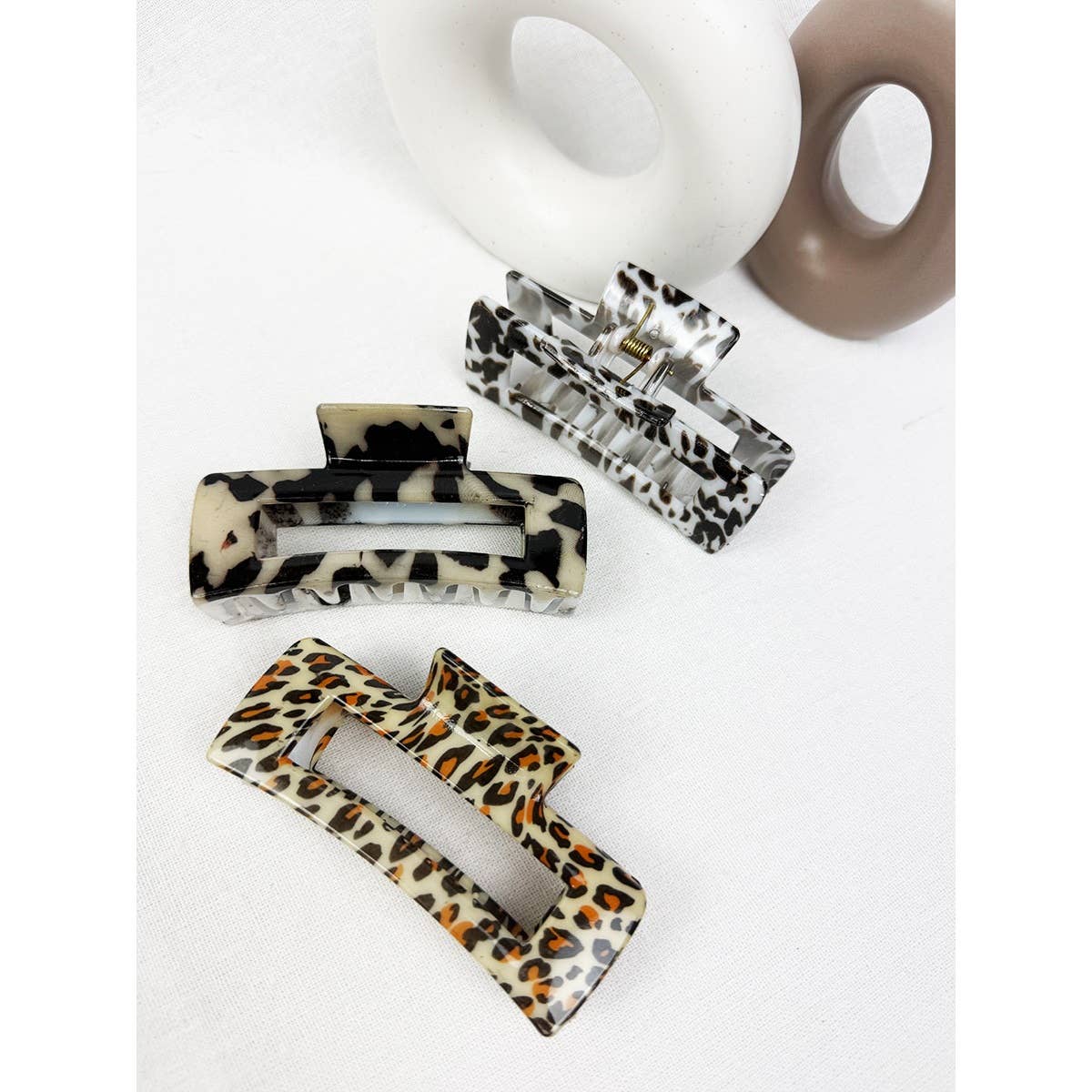 Leopard Print Rectangle Hair Claw