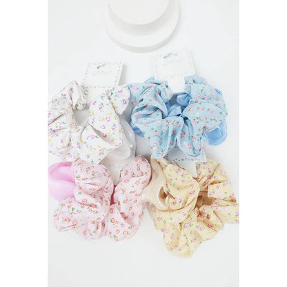 Solid Shimmer and Ditsy Floral Scrunchie 2-pack