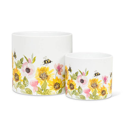 Lg Sunflowers & Bees Planter