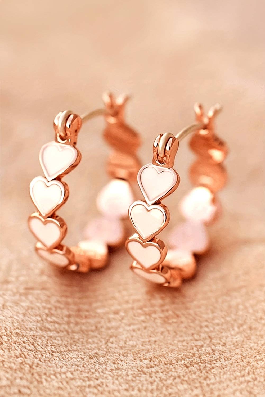 White Heart Hoop Earrings