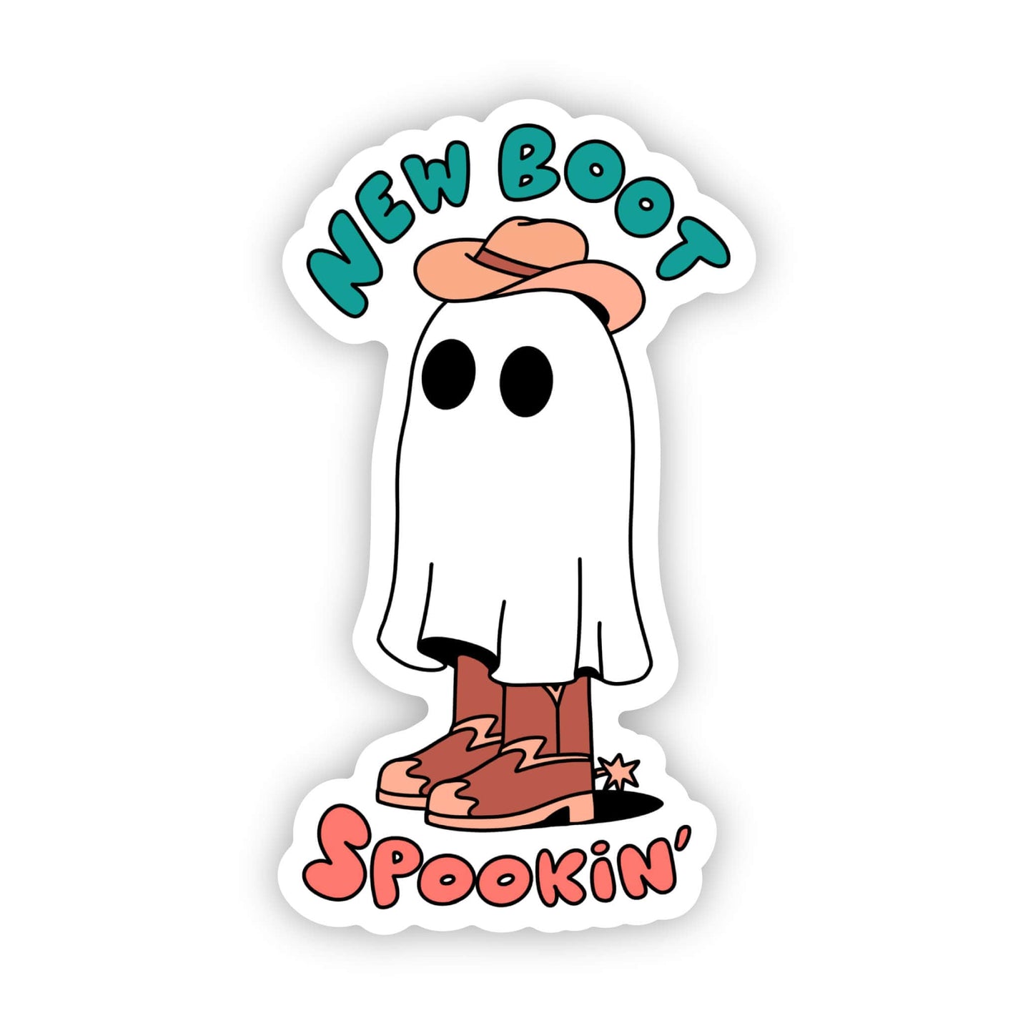 "New boot spookin'" halloween sticker