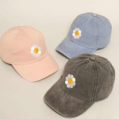 Flower Embroidered Baseball Hat