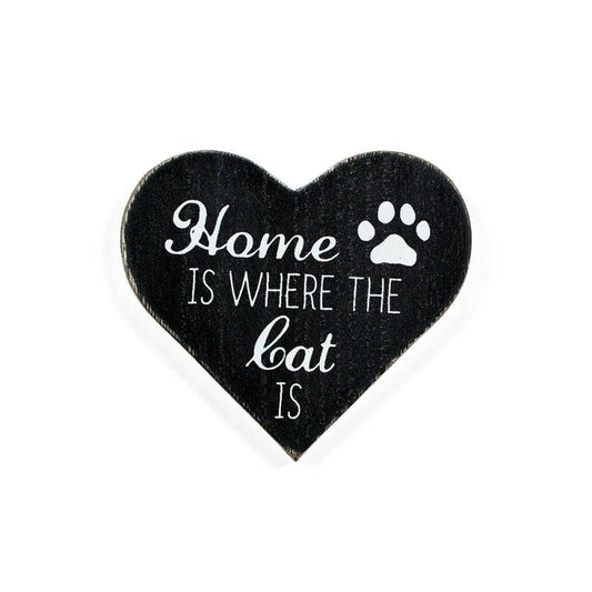 "Home is where the cat is" Wood Magnet
