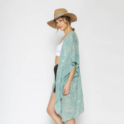 Floral Embroidered Lightweight Kimono